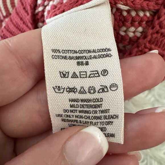 Free People Oversized Sweater Womens XS Red White Knit Zipper Boho Preppy Poncho - Picture 11 of 11